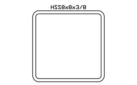 Anteprima del simbolo HSS8x8x3/8, blocco AISC_HSS8X8X3_8