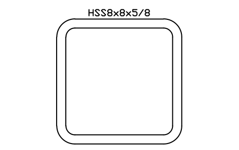 Anteprima del simbolo HSS8x8x5/8, blocco AISC_HSS8X8X5_8
