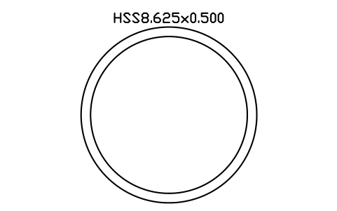 Anteprima del simbolo HSS8.625x0.500, blocco AISC_HSS8_625X0_500