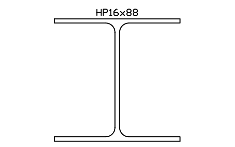 Anteprima del simbolo HP16x88, blocco AISC_HP16X88