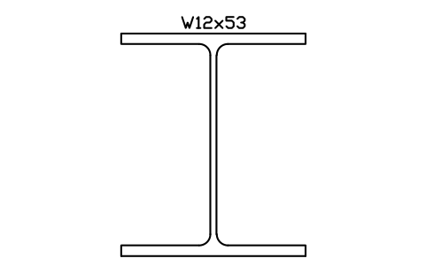 Anteprima del simbolo W12x53, blocco AISC_W12X53