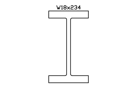 Anteprima del simbolo W18x234, blocco AISC_W18X234
