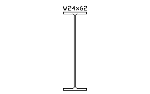 Anteprima del simbolo W24x62, blocco AISC_W24X62