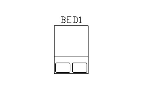 Preview of the Bed, double symbol, block ARCH_BED_DOUBLE