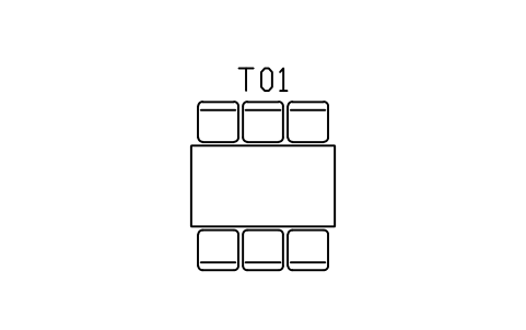 Preview of the Dining table with six chairs symbol, block ARCH_DINING_SET_6