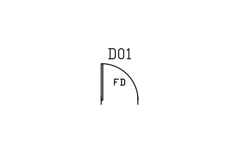 Preview of the Door, single swing, fire-rated symbol, block ARCH_DOOR_SINGLE_FIRE