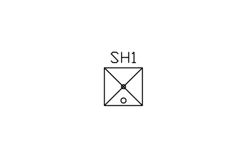 Preview of the Shower tray, square symbol, block ARCH_SHOWER_TRAY