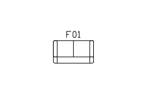 Preview of the Sofa, two seater symbol, block ARCH_SOFA_2