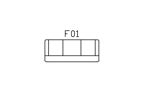 Preview of the Sofa, three seater symbol, block ARCH_SOFA_3