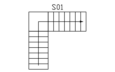 Preview of the Stair, L-shaped with landing symbol, block ARCH_STAIR_L