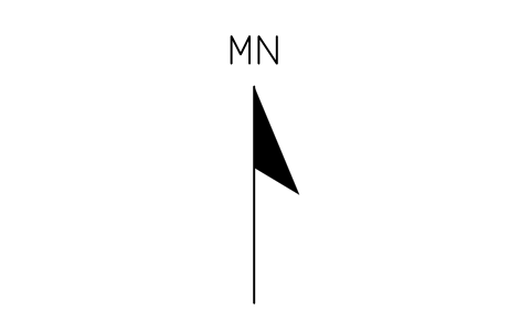 シンボル Magnetic north, half arrow のプレビュー（ブロック ANNO_NORTH_MAGNETIC）
