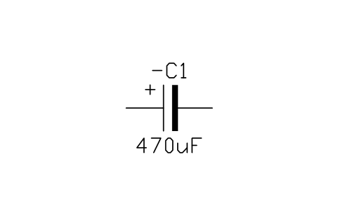 符號 Polarized capacitor 的預覽，圖塊名 IEC_CAPACITOR_POLARIZED
