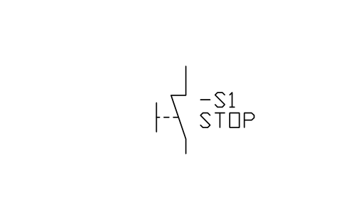 符號 Push-button, NC 的預覽，圖塊名 IEC_PUSHBUTTON_NC