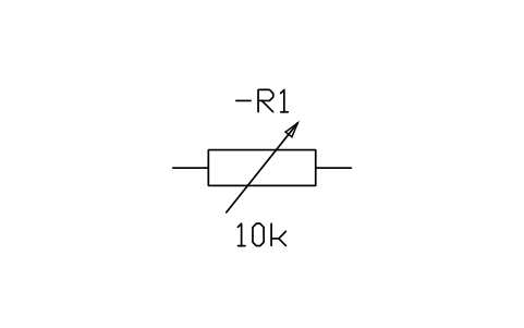 符號 Variable resistor 的預覽，圖塊名 IEC_RESISTOR_VARIABLE