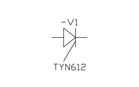 符號 Thyristor 的預覽，圖塊名 IEC_THYRISTOR