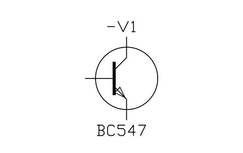 符號 NPN transistor 的預覽，圖塊名 IEC_TRANSISTOR_NPN