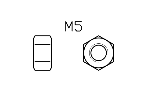 Hex nut ISO 4032 M5 심볼 미리보기, 블록 FAS_ISO4032_M5