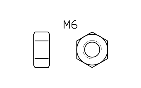 Hex nut ISO 4032 M6 심볼 미리보기, 블록 FAS_ISO4032_M6