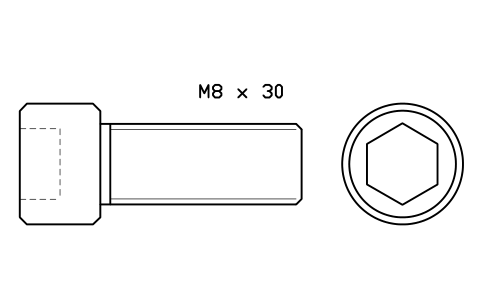 Socket head cap screw ISO 4762 M16 x 40 심볼 미리보기, 블록 FAS_ISO4762_M16X40
