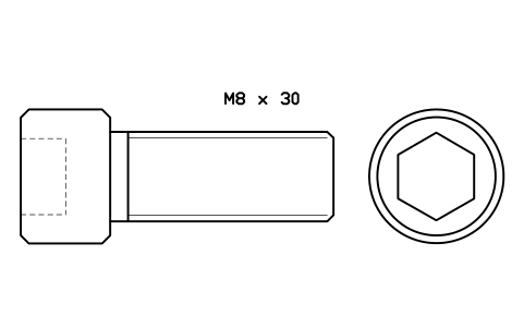 Socket head cap screw ISO 4762 M20 x 50 심볼 미리보기, 블록 FAS_ISO4762_M20X50