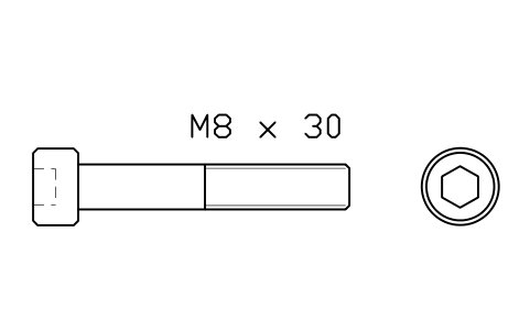 Socket head cap screw ISO 4762 M5 x 30 심볼 미리보기, 블록 FAS_ISO4762_M5X30