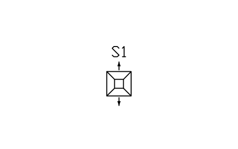 Vorschau des Symbols Square diffuser, 2-way opposite, Block HV_DIFF_SQ_2WAY