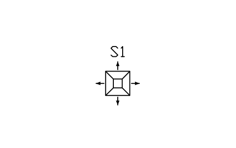 Vorschau des Symbols Square diffuser, 4-way, Block HV_DIFF_SQ_4WAY