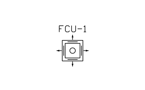 Vorschau des Symbols Fan coil, ceiling cassette 4-way, Block HV_FCU_CASSETTE