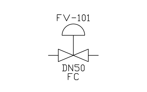 Control valve, fail label (A) 심볼 미리보기, 블록 ISA_CV_FAIL_LABEL