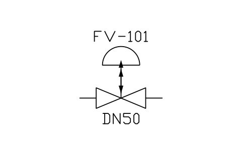 Control valve, FL / drift open (B) 심볼 미리보기, 블록 ISA_CV_FL_DO