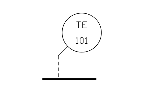 Temperature element, TE 심볼 미리보기, 블록 ISA_ELEM_TE_BUBBLE