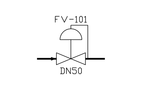 Pressure reducing, external 심볼 미리보기, 블록 ISA_REG_REDUCING_EXT