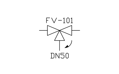 Three-way valve 심볼 미리보기, 블록 ISA_VALVE_3WAY