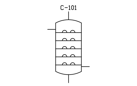 符號 Column, bubble cap trays 的預覽，圖塊名 PID_COLUMN_BUBBLE_CAP