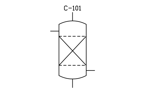 符號 Column, fixed bed 的預覽，圖塊名 PID_COLUMN_FIXED_BED