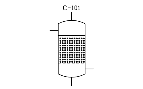 符號 Column, fluidized bed 的預覽，圖塊名 PID_COLUMN_FLUIDIZED