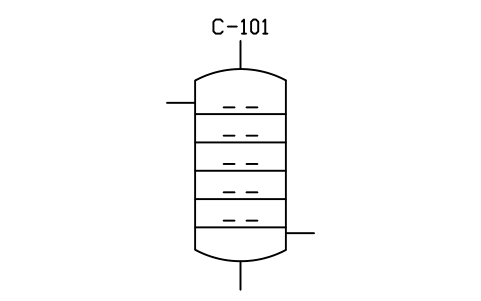 符號 Column, valve trays 的預覽，圖塊名 PID_COLUMN_VALVE_TRAY