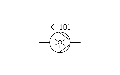 符號 Compressor, liquid ring 的預覽，圖塊名 PID_COMPRESSOR_LIQUID_RING
