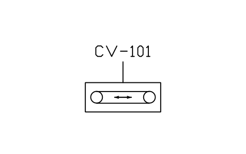 符號 Conveyor, belt type, reversible 的預覽，圖塊名 PID_CONVEYOR_REVERSIBLE