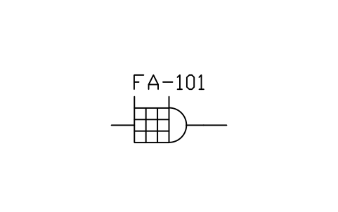 符號 Flame arrestor, fire + detonation 的預覽，圖塊名 PID_FLAME_ARRESTOR_FIRE_DET