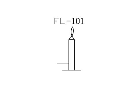 符號 Gas flare 的預覽，圖塊名 PID_FLARE
