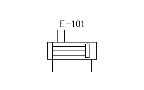 符號 Heat exchanger, floating head 的預覽，圖塊名 PID_HX_FLOATING_HEAD
