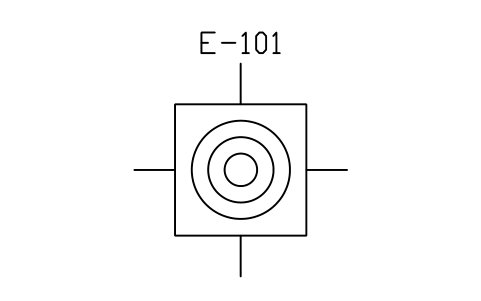 符號 Heat exchanger, spiral 的預覽，圖塊名 PID_HX_SPIRAL