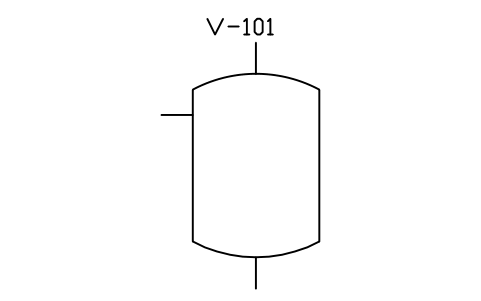 符號 Tank, vessel with dished ends 的預覽，圖塊名 PID_TANK_DISHED_ENDS