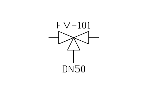 符號 Valve, three way (general) 的預覽，圖塊名 PID_VALVE_3WAY