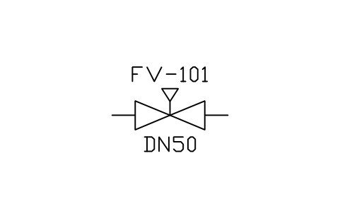 符號 Valve, needle type 的預覽，圖塊名 PID_VALVE_NEEDLE