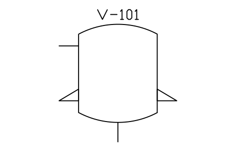 符號 Vessel, dished ends, brackets 的預覽，圖塊名 PID_VESSEL_BRACKETS