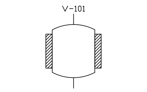 符號 Vessel, thermal insulation 的預覽，圖塊名 PID_VESSEL_INSULATED
