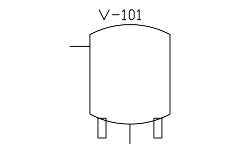 符號 Vessel, dished ends, legs 的預覽，圖塊名 PID_VESSEL_LEGS