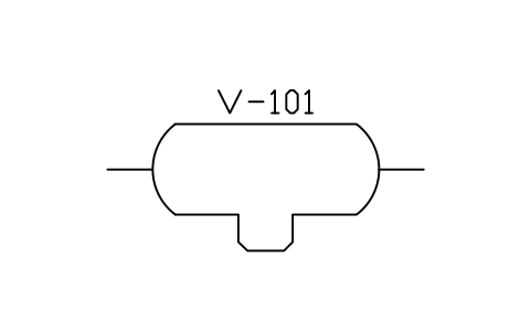 符號 Horizontal vessel with pit 的預覽，圖塊名 PID_VESSEL_PIT